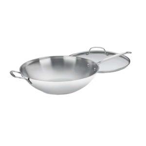 Chef's Classic? Stainless 14" Stir-Fry Pan with Helper Handle & Glass Cover