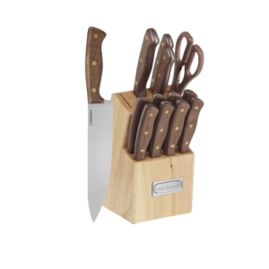Walnut Triple Rivet 14 Piece Knife Block Set