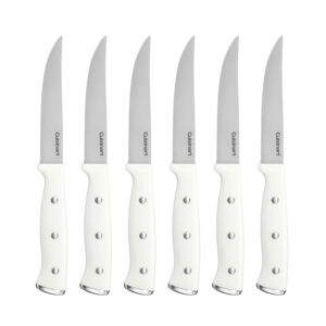 6pc White Triple Rivet Steak Knife Set